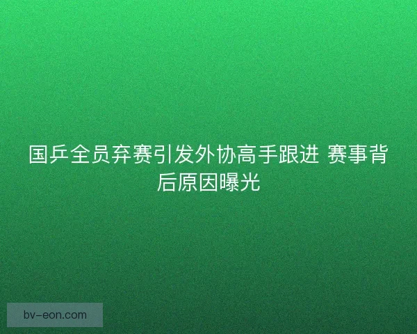 国乒全员弃赛引发外协高手跟进 赛事背后原因曝光